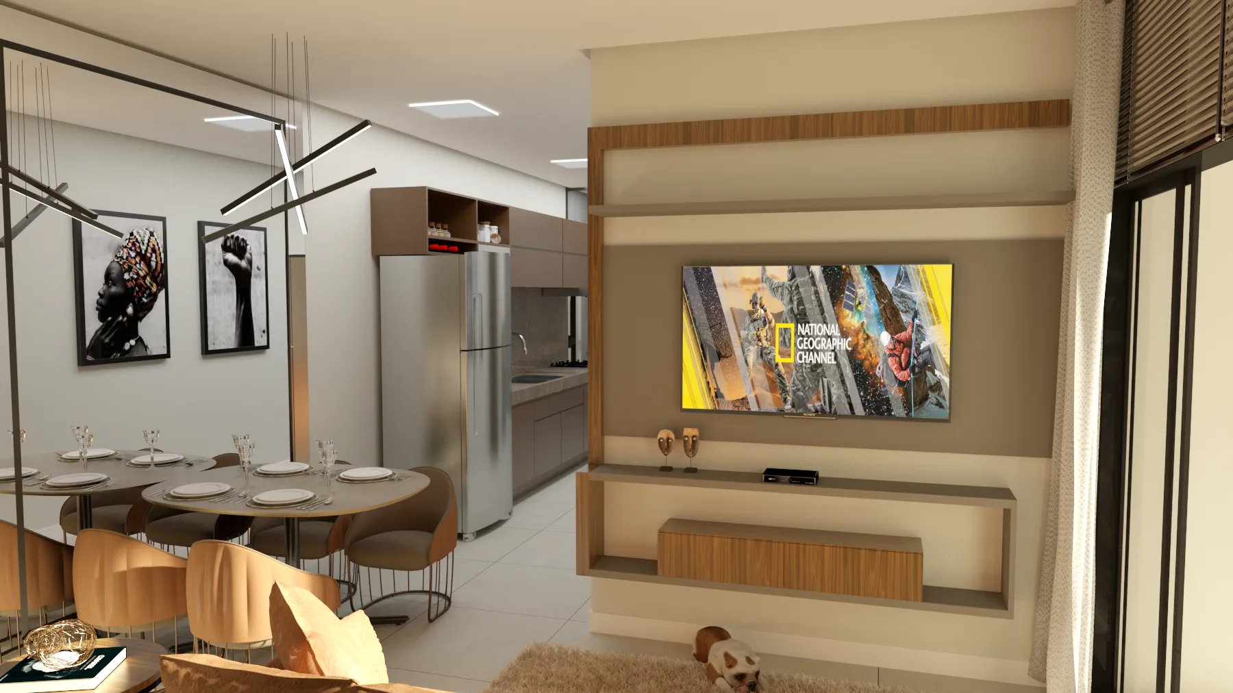 Sala de TV e jantar — Verona (Perspectiva artística)