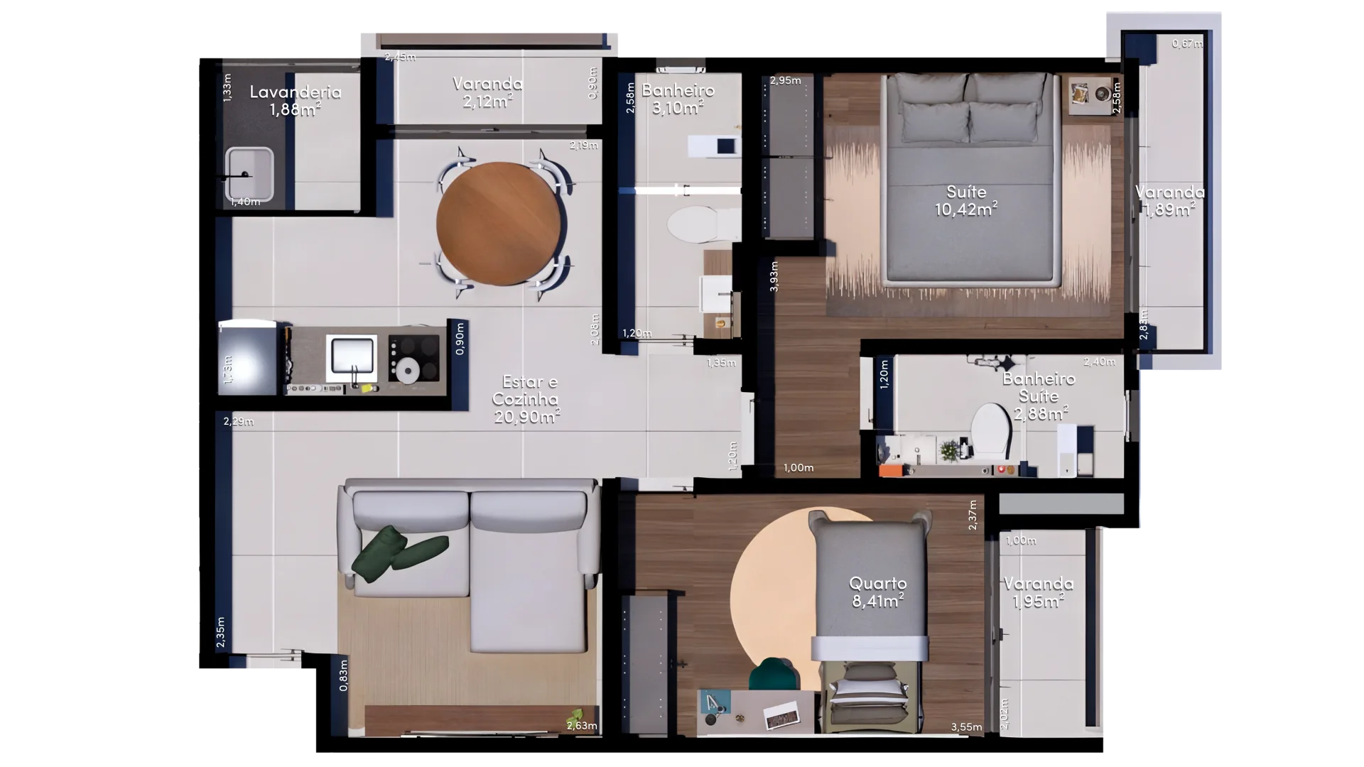 Planta tipo 1 do Residencial Veneza